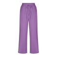 thumbnail image 4 of Maean Wide Leg Loose Pants for Women Casual Elastic Waist Drawstring Cotton Linen Trousers with Pockets, 4 of 6