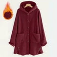 thumbnail image 6 of Fnooota Womens Fleece Jackets, Loose Fit Hooded Mid-length Warm Winter Coats for Women Wine Size XL, 6 of 7