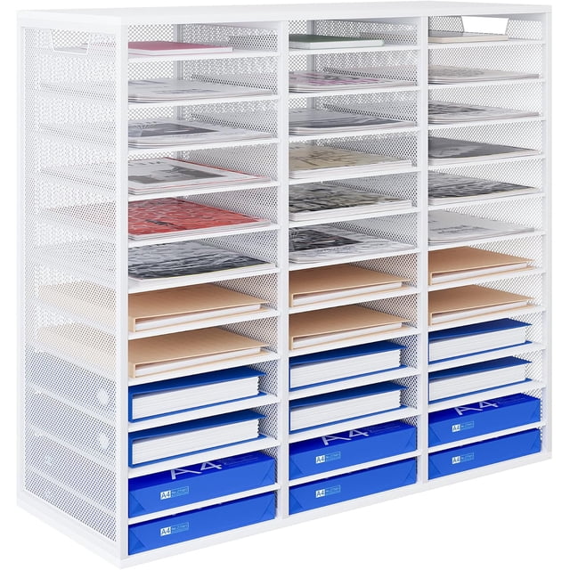 Compartments Capacity Letter Tray Adjustable Mail Organiser Storage Compartments Stackable Document Tray Desk Paper Tray Organiser for Office/Home/School