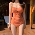 thumbnail image 1 of Nouveau Style Rétro Coréen Ins Orange Blanc Petits Seins Rassemblés pour Rendre les Étudiants Conservateurs Maillot de Bain une Pièce Source Chaude Femmes, 1 of 5