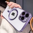 thumbnail image 1 of Funda de lujo con revestimiento magnético transparente para cargador inalámbrico Magsafe para iPhone 14 13 12 11 Pro Max X XR XS 7 8 Plus, funda de silicona Deng Xun unisex, 1 of 2