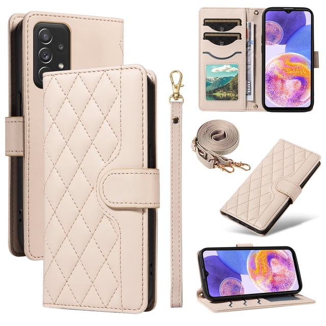 Samsung Galaxy A52 Étui de Téléphone 4G/5G, Portefeuille à Rabat Réglable avec Lanière Magnétique et Fentes pour Cartes