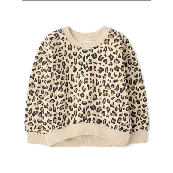 The Children's Place Toddler Girls Active Long Sleeve Print Premium Fleece Sweatshirt, Sizes 12M-5T