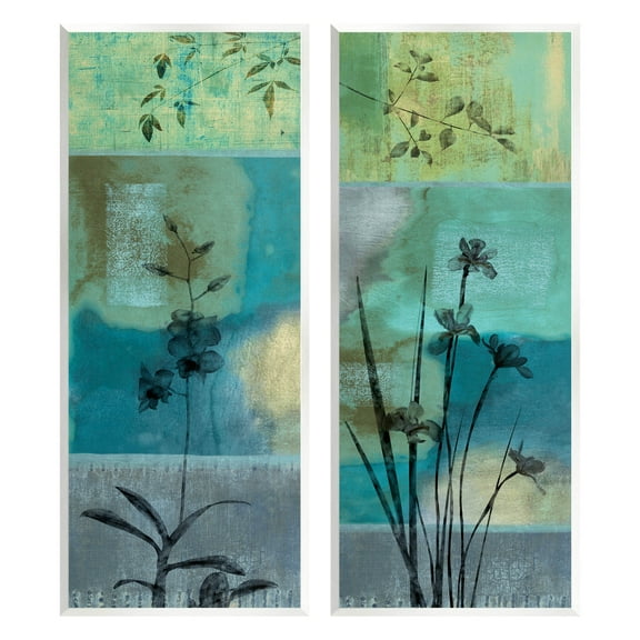 Contemporary Blooming Orchid Sprouts Botanical & Floral Graphic Art Unframed Art Print Wall Art, Set of 2