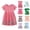 Pink, variant on HAOTAGS Girl A-Line Dresses,Short Sleeves Cat Print Round Neck Summer Dress Green 4 T