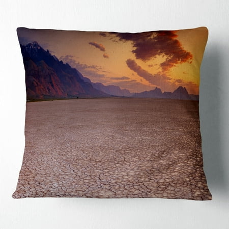 Cracked Desert Floor - DESIGN ART Designart 'Cracked Earth in Alvord Desert' Landscape Printed Throw Pillow