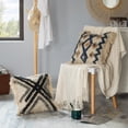 thumbnail image 3 of 16" Handwoven Cotton & Silk Throw Fringed Pillow Cover Embossed Zig Zag & Crossed Lines Design, 3 of 7