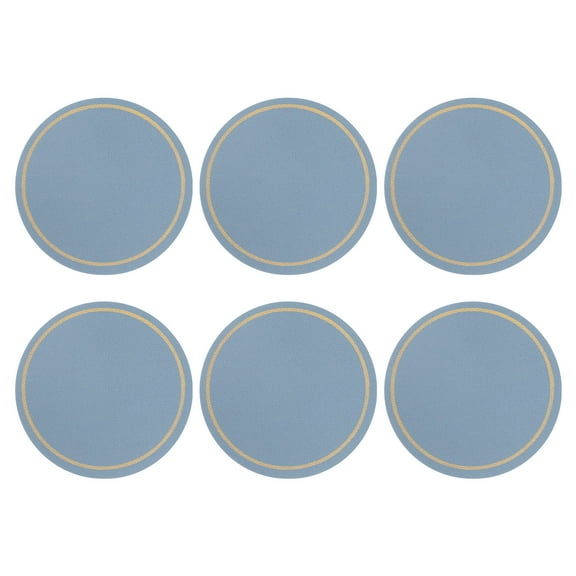 6 Pcs Leather Coasters, Round Drinks Coasters for Coffee Table Housewarming Gifts Home (4 Inch, Azure)