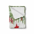 thumbnail image 2 of Christmas Soft Flannel Fleece Throw Blanket, Noel Tree Branches over Timber Board with Handmade Toy and Berries Image, Cozy Plush for Indoor and Outdoor Use, 70" x 90", Beige Red, by Ambesonne, 2 of 6