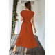 thumbnail image 3 of Vestido PRETTYGARDEN cruzado con escote en V, maxi de verano color rojo talla M, 3 of 7