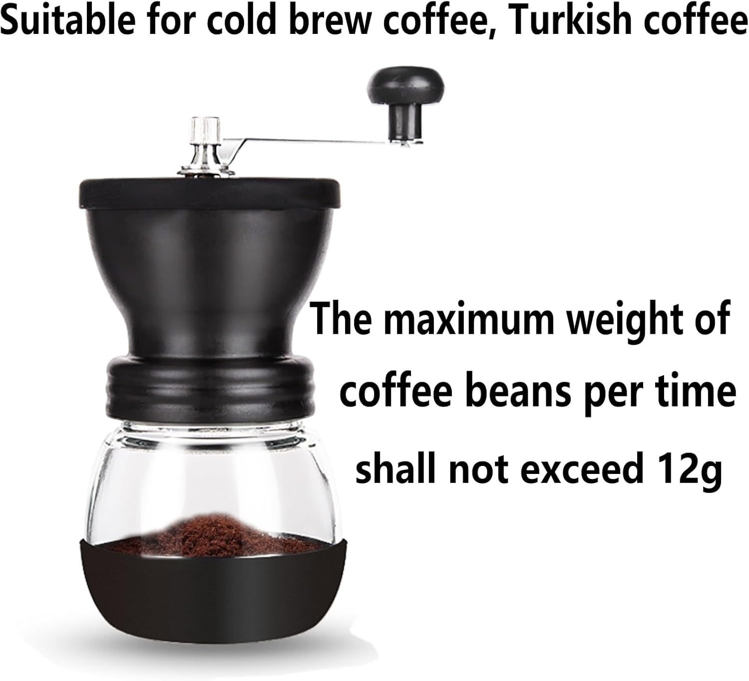 Manual Coffee Bean Grinder with Ceramic Burr, Hand Coffee Grinder Mill Small with 2 Glass Jars( 11OZ per Jar) Stainless Steel Handle for Drip Coffee, Espresso, French Press, Turkish Brew
