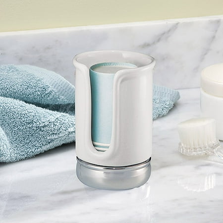 InterDesign York Disposable Cup Dispenser, White/Chrome