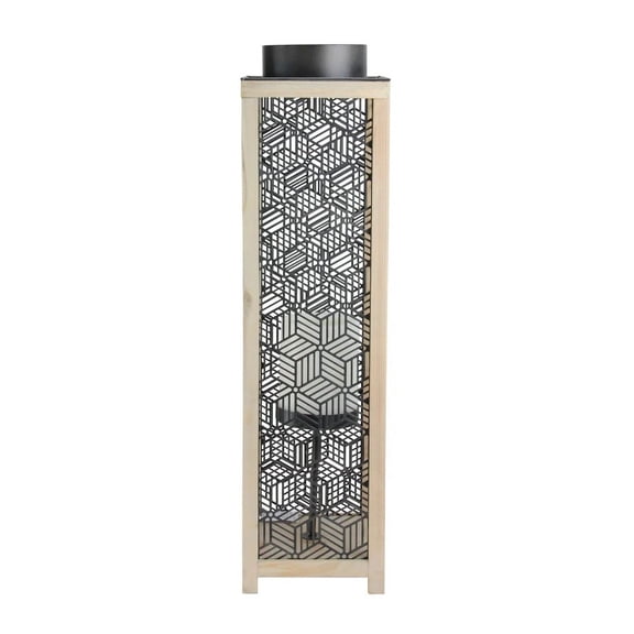 Melrose 26" Contemporary Wooden and Black Metal Decorative Candle Lanterns