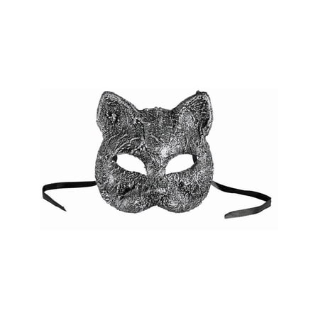 Halloween Textured Cat Mask Silver