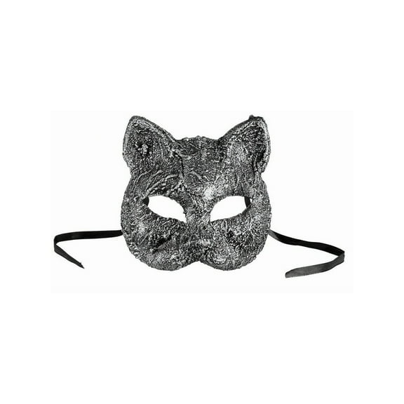 Halloween Textured Cat Mask Silver