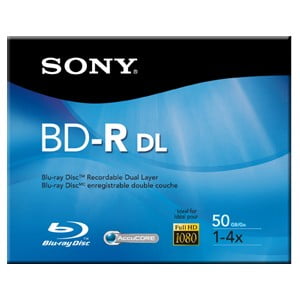 Sony BNR50R2H Blu-ray Recordable Media - BD-R DL - 4x - 50 GB - 120mm - 46 Hour Maximum Recording Time