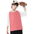 thumbnail image 5 of ZACPNCV T Shirts for Teen Girls Raglan 3/4 Length Sleeve Cute Clothes Fall Round Neck Tops Comfy Elbow Sleeve Shirts Pink 13-14 Years, 5 of 7