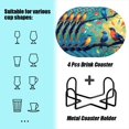 thumbnail image 2 of BaHomeck Drink Coasters Set of 4 with Holder Colorful cartoon birds sitting on tree branches Water Absorbent Ceramic Coasters Tabletop Protection,Suitable for Various Cup ,Home Decor, 2 of 4