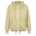 thumbnail image 4 of Usmixi 2023 Winter Womens Sweatshirt Coat Hooded Sweatshirt Coat for Women Casual Solid Open Front Zipper Hoodies Tops Fall Lightweight Long Sleeve Pocket Outwear with Drawstring Up to 65% off, 4 of 5