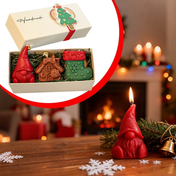 Christmas Scented Candle Gift Set - Holiday Themed Candles Festive Shapes, Aromatherapy Soy Wax Candles for Xmas Home Decor, Cute Holiday Candle Set