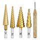thumbnail image 1 of Brocas de núcleo escalonadas de titanio de acero Hss de 3 a 12 mm, 4 a 12 mm, 4 a 20 mm, cono escalonado para carpintería Perforación de metal B, 1 of 5