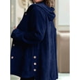 thumbnail image 5 of Women'S Autumn and Winter Long-Sleeved Hooded Loose Corduroy Casual Jacket Navy Blue XL, 5 of 6