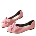 thumbnail image 6 of Wdhugt Women'S Casual Pointed Toe Flat Shoes With Bow Detail Flocked Upper Eu 35 Us 5 Foot Length 8.86 Inches Pink, 6 of 8