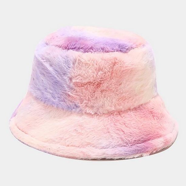 Sombrero de pescador de felpa con diseño de arcoíris para mujer, sombrero cálido de invierno Multicolor Fridja nalpqowj1070