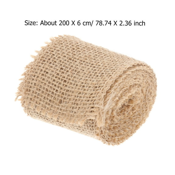 hengzirui Burlap ribbon roll 2M Jute Burlap Ribbon Roll for Christmas Decoration (Natural Color)