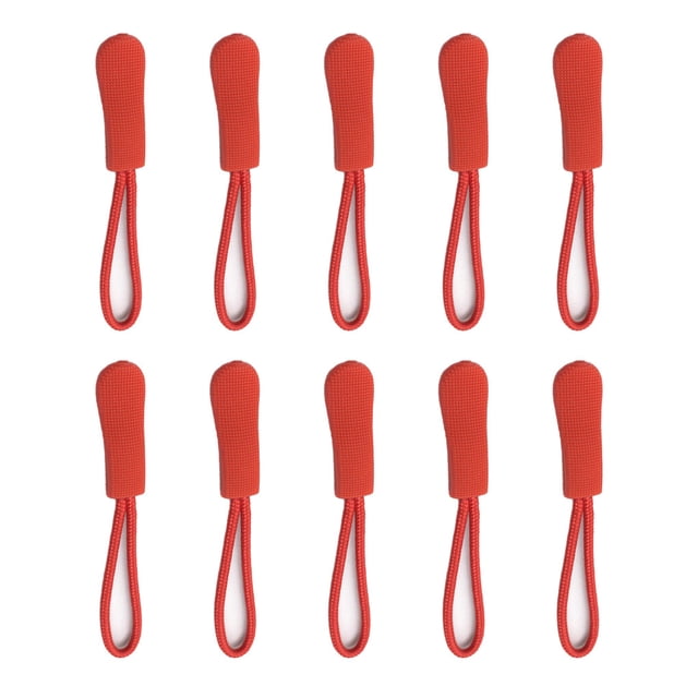 10Pcs Zipper Pulls Zippers Extension Strap Slider Durable Zippers Nylon Cord Broken Fixer Zip Rope Tag Replacement for Backpacks Jackets Red
