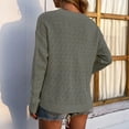 thumbnail image 4 of Suéteres de ganchillo de manga larga para mujer, jersey de punto, Top con cuello redondo calado para citas y trabajo, 4 of 6