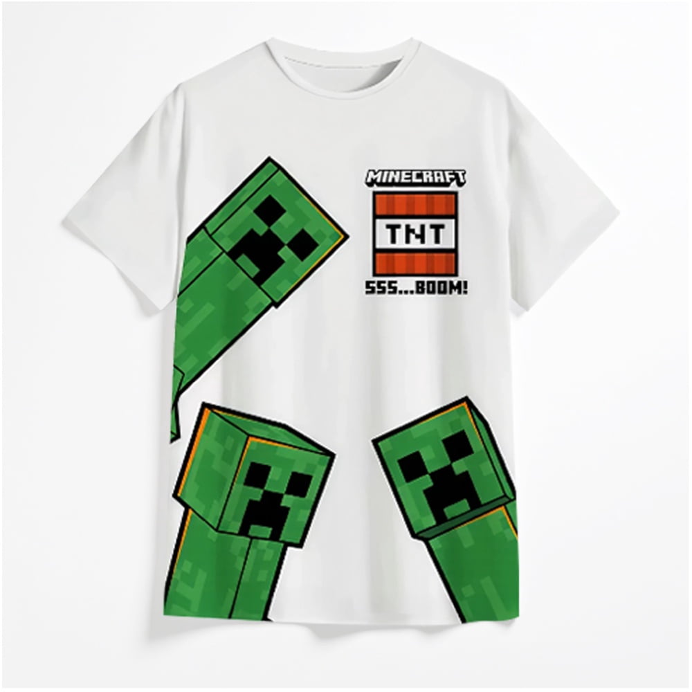 Minecraft Boy's Short Sleeve T-Shirt 4-Pack - Creeper, Skeleton, Zombie Graphic Tee Set for Kids (Sizes 4-16)