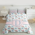 thumbnail image 2 of jejeloiu Happy Valentine'S Day Queen Comforter Set,Blue Letter D Bedding Sets,Cartoon Bowknot Kawaii Flower Bedding Comforter Set For Princess,Lightweight Room Decoration Reversible,3pcs, 2 of 8