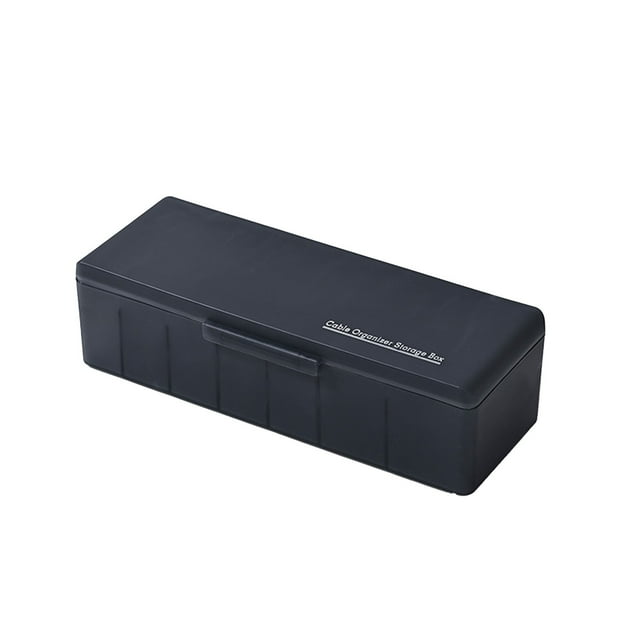 Caja organizadora de escritorio de 7 paneles con tapa abatible, transparente, para pequeños objetos, ideal para cables, cargadores y accesorios. Estuche de plástico con compartimentos para el hogar y