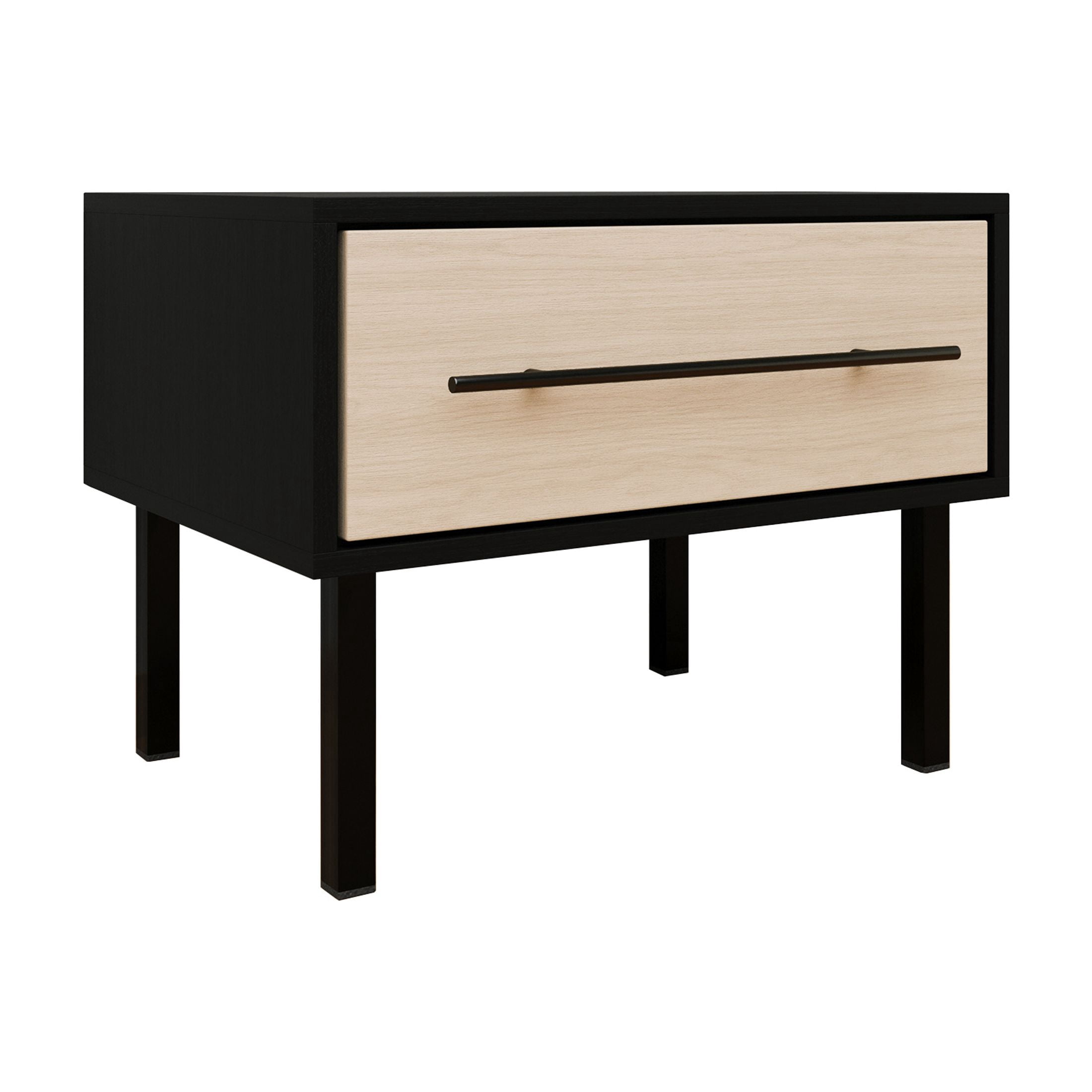 Castle Place Mid-Century 1-Drawer Wood Nightstand, Antique Oak