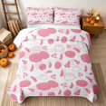thumbnail image 2 of Erosebridal Cute Pink Pumpkin Quilt King, Kawaii Hedgehog King Coverlet Set for Girls, Blush White, 3-Piece 1 Bedspread and 2 Pillowcases, 2 of 7