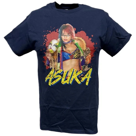 WWE Asuka Colorful Pose Navy T-shirt