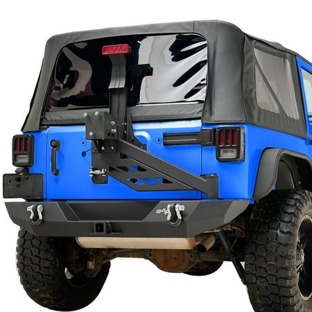 EAG Rear Bumper with Tire Carrier Linkage in Steel Black Textured - fits 07-18 Jeep Wrangler