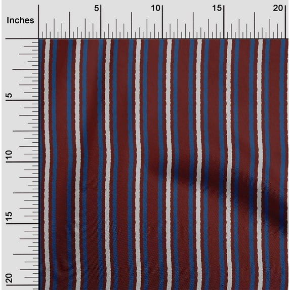 oneOone Cotton Cambric Fabric Stripe Block Print Fabric By The Yard 56 Inch Wide