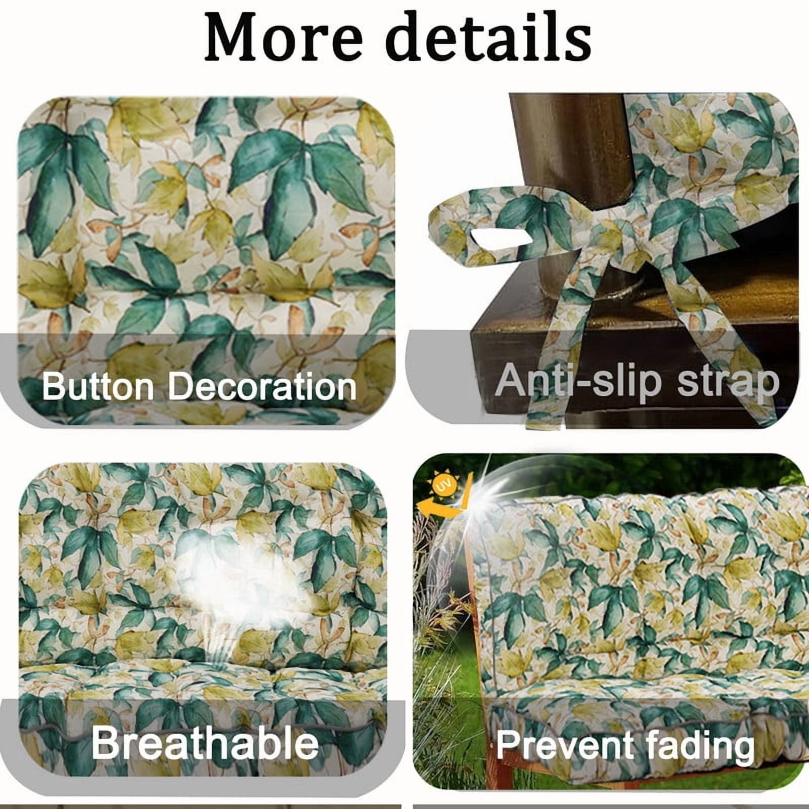 Outdoor Porch Swing Cushions, 4" thick patio swing cushions 3 Seater for outdoor furniture, Waterproof Bench Replacement Cushion with Ties(Clover-63×40in)