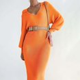 thumbnail image 3 of Gibobby Vestido de manga larga para mujer Vestido suéter de punto con cuello en V y manga larga para mujer, vestido largo Sexy ajustado con cinturón de Color sólido(Rojo,G), 3 of 5