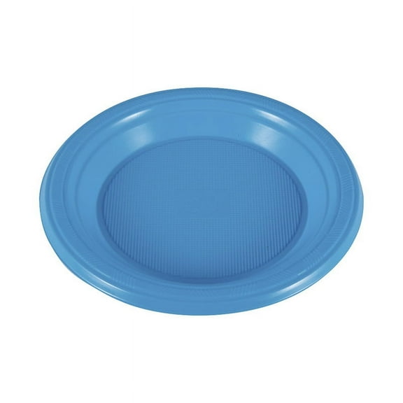 ERDOUY 20Pcs 7in Plastic Dinner Plates, Disposable Plates Bulk Pack, Party Plates for BBQ, Picnic, Parties, Travel and Events, Microwavable Recyclable（Blue B）