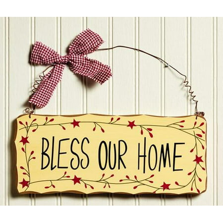 Primitive Country Bless Our Home Pip & Star Border Sign Wall and Door