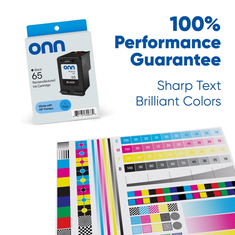 Onn+ HP 65 Remanufactured Ink Cartridge Black Compatible with HP