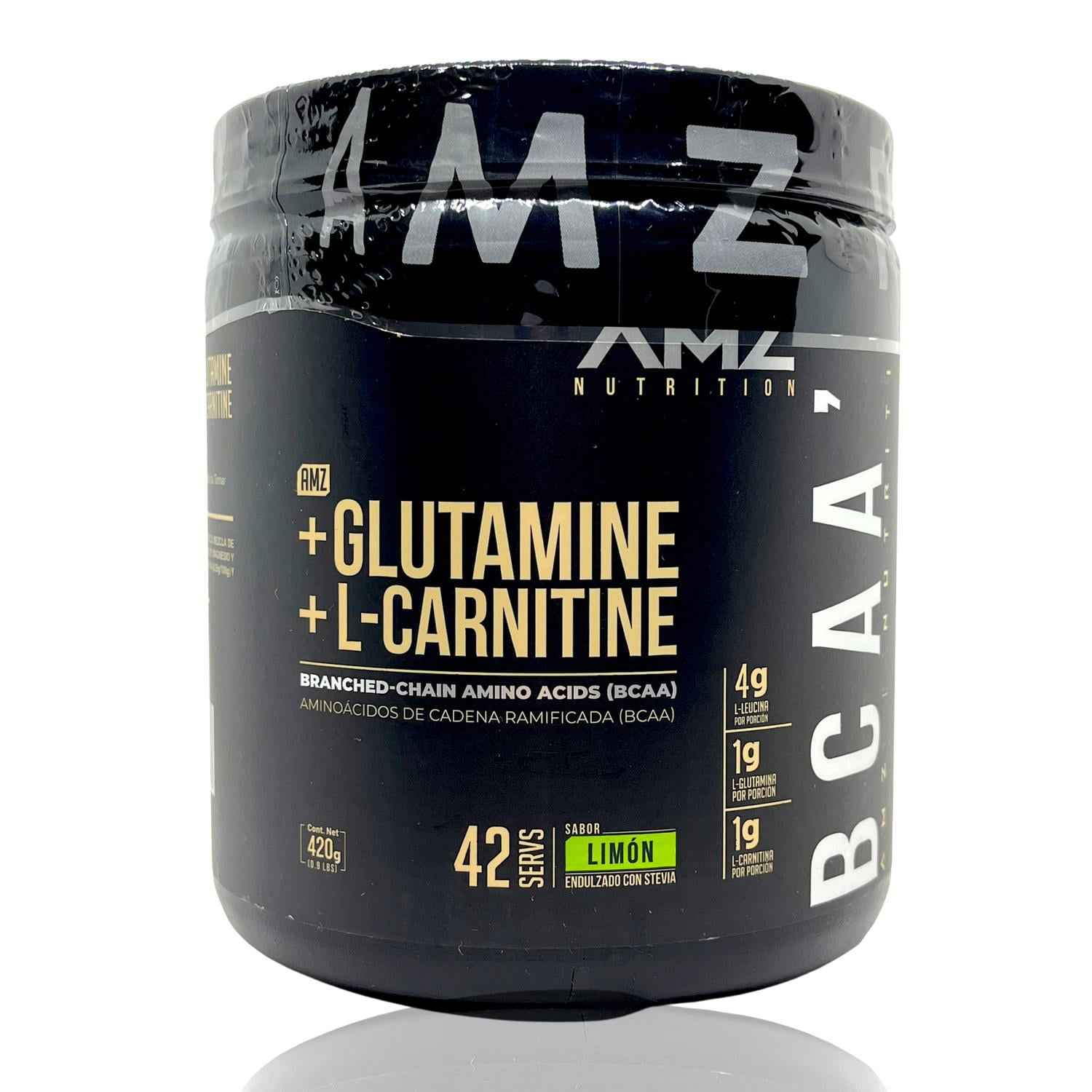 bcaa con l carnitina BCAA's Glutamina + L- Carnitina AMZ 420 gr Limón 42 serv