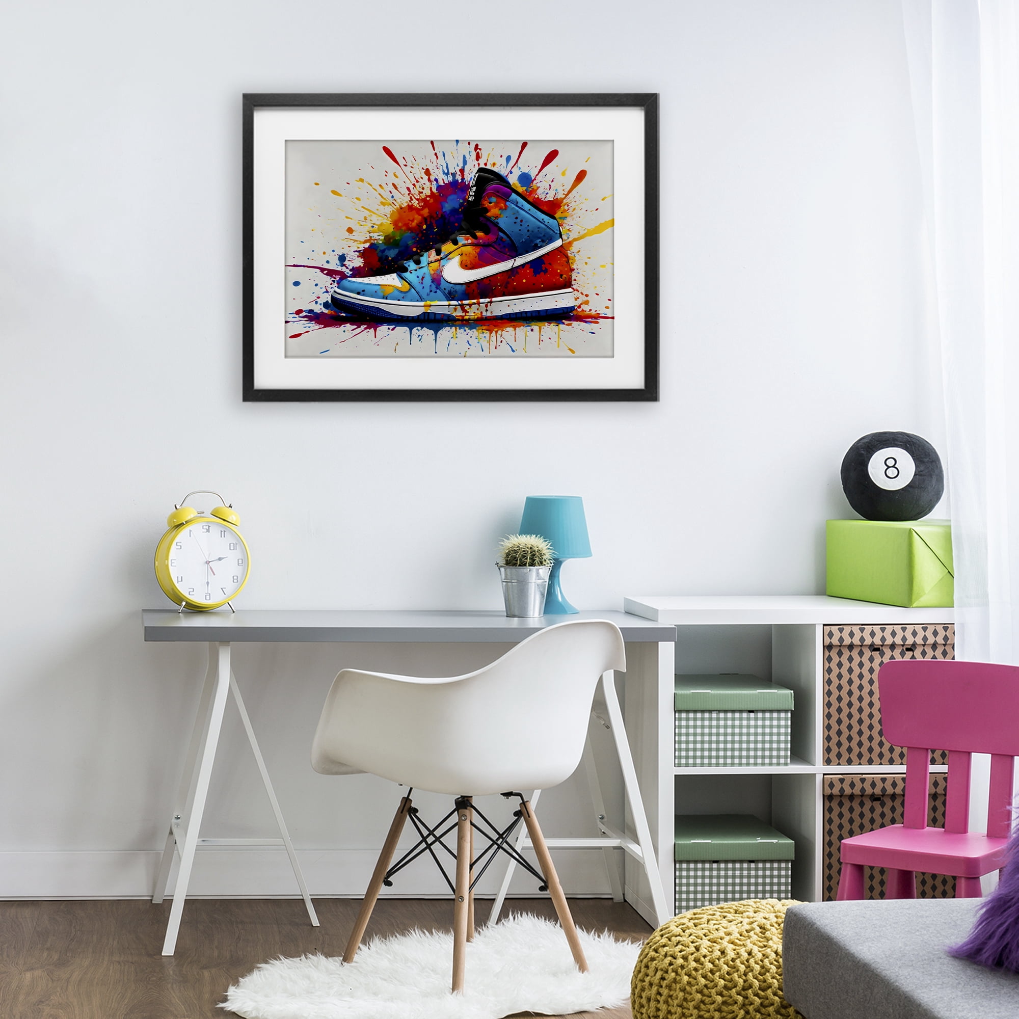 Stupell Industries Centric Sneaker Splash Black Framed Print Under Glass, design by Creative Studio