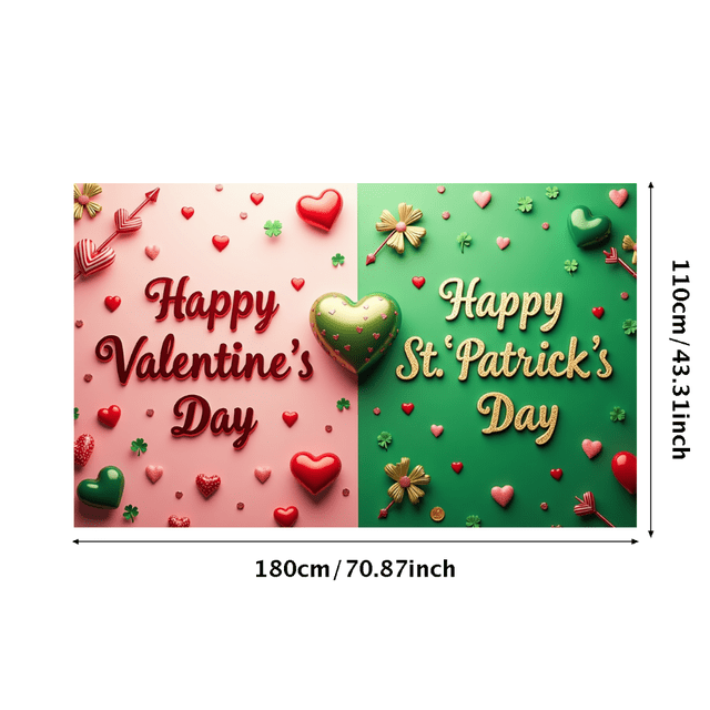 Valentine's St. Patrick's Day Holiday Celebration Backdrop Banner Decorative Background Party Event Festive Theme Display Décor Two Sided Design