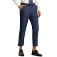 thumbnail image 4 of INSPIRE CHIC Men's Formal Cropped Pants Solid Color Flat Front Dress Trousers Navy Blue 28, 4 of 6