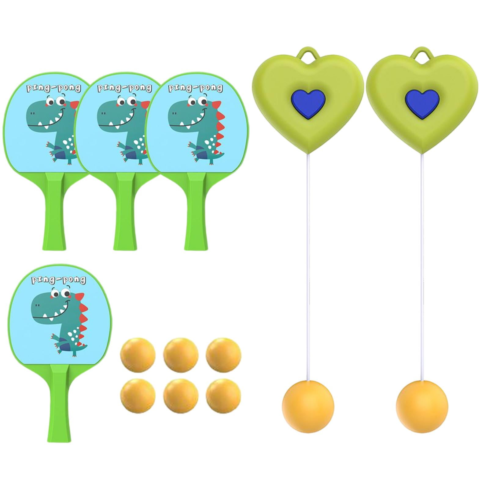 Hanging Table Tennis Trainer Adjustable Height Portable Exerciser for Door Frame green 4 Paddles