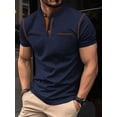 thumbnail image 2 of Yungyresw Mens Polo Shirt Short Sleeve Henley Collar Shirt Contrast Color Trim Pocket Polos for Summer Tops, 2 of 4